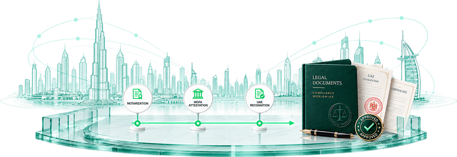 Document legalization process covering notarization, MOFA attestation and UAE recognition
